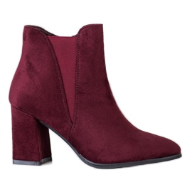 Lovery Bottines en daim avec fermeture éclair rouge