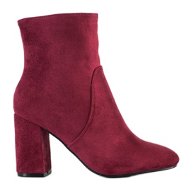 Diamantique Bottes en daim élégantes rouge