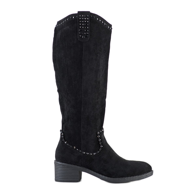 Small Swan Bottes de cow-boy avec ornements le noir