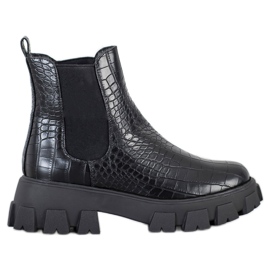 SHELOVET Bottines Chelsea sur la plateforme de mode noir