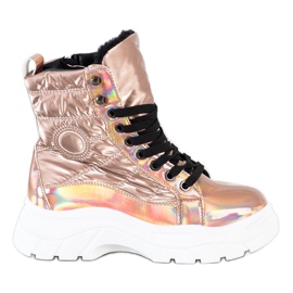 SHELOVET Trappeurs matelassés à la mode doré