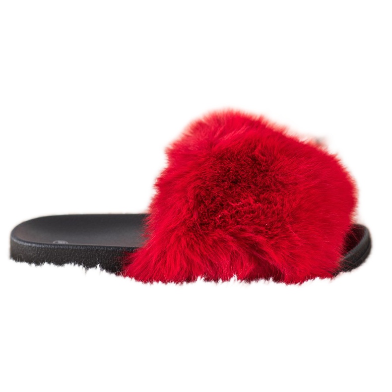 SHELOVET Pantoufles De Fourrure Confortables rouge