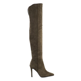 Small Swan Bottes sexy à talons hauts vert