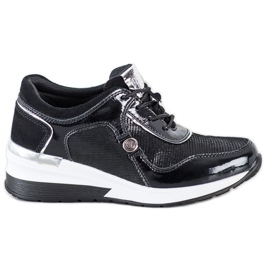 Baskets VINCEZA en cuir noir