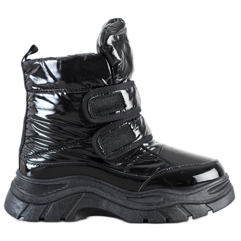 SHELOVET Bottes de neige brillantes avec velcro le noir