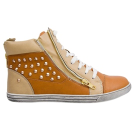 Baskets Hautes Avec Clous Y299 Camel beige brun