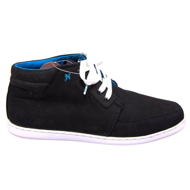 Baskets mi-hautes en cuir noires blanche le noir