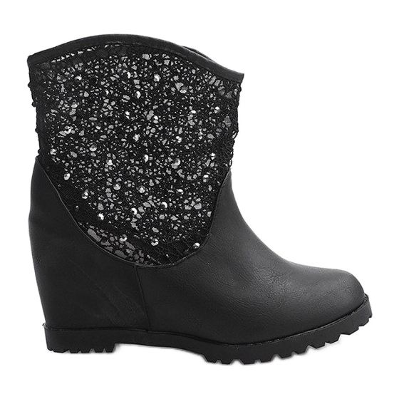 Bottines compensées ajourées 7010 -16 Noir le noir