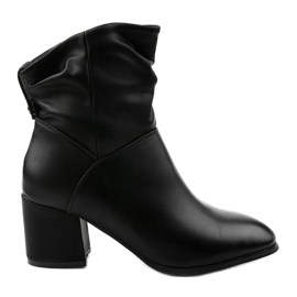 Bottines Rhodes noires en éco-cuir avec fermeture éclair le noir