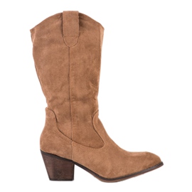 SHELOVET Bottes de cowboy en daim brun