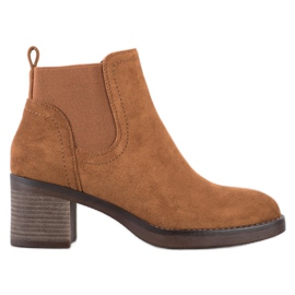 Seastar Bottines à talons en daim brun jaune