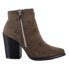 Marquiz Bottes chaudes avec une fermeture éclair décorative brun vert