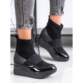 SHELOVET Bottes à enfiler à la mode noir