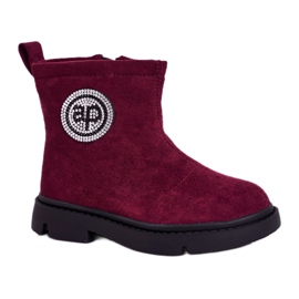 Apawwa Bottines Chaudes Enfant Bordeaux Alvin noir rouge