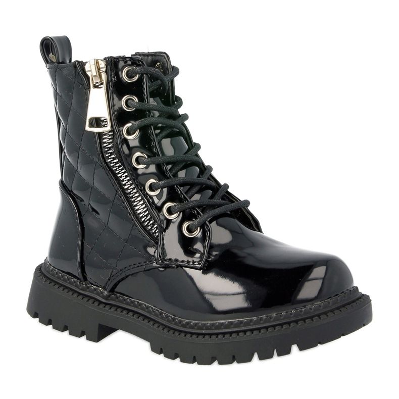 FRROCK Bottes Enfant Chauffées De Fourrure, Laqué Noir Say You le noir