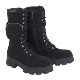 Bottes noires avec un sac à main NC1111 Noir le noir