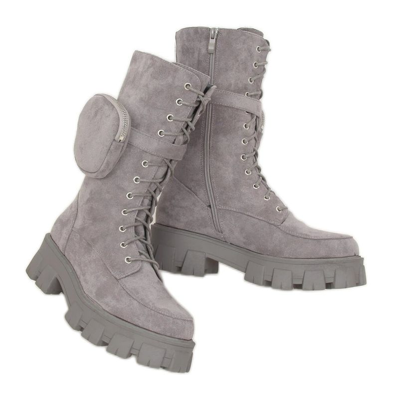 Bottes grises avec un sac à main NC1111 Gris Bottes grises avec un sac à main NC1111 Gris