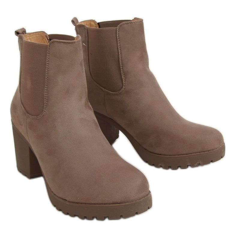 Chelsea boots à talons larges, beige B2880FE-KB Kaki brun Chelsea boots à talons larges, beige B2880FE-KB Kaki brun