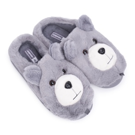 Chaussons Femme Avec Fourrure Ours Gris Chaussons Femme Avec Fourrure Ours Gris