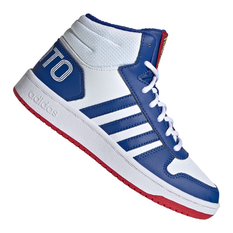 Chaussures Adidas Hoops Mid 2.0 Jr FW3167 blanche bleu