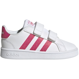 Chaussures pour filles adidas Grand Court blanc et rose EG3815