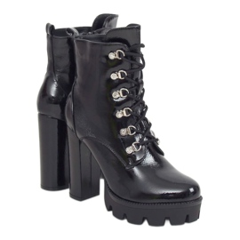Bottines compensées noires laquées 0-369 Noir le noir