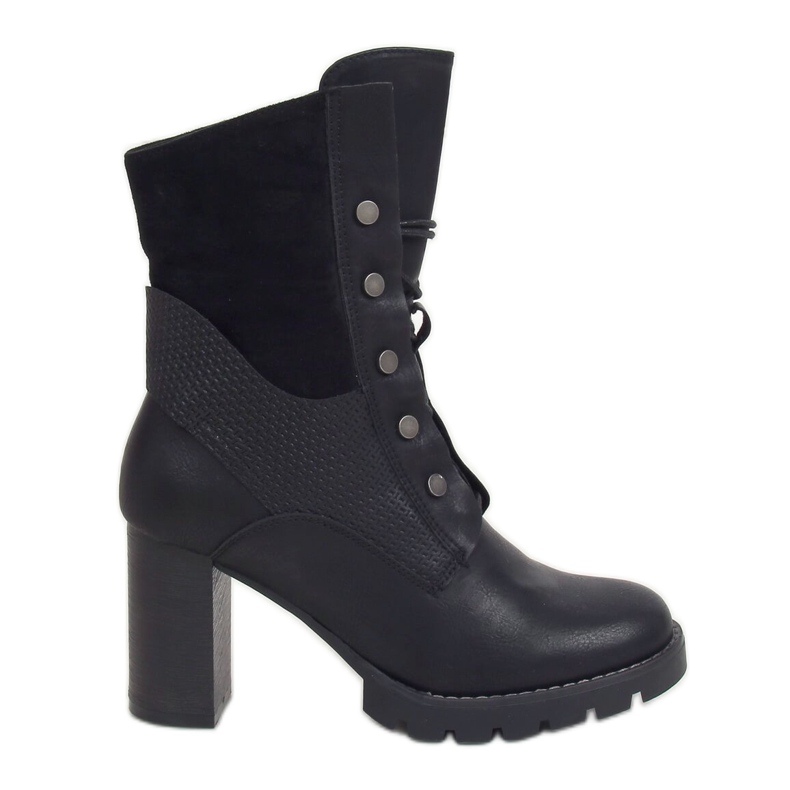 Bottines noires à lacets talons hauts 1213GA Noir le noir