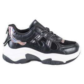 SHELOVET Baskets confortables en cuir écologique le noir