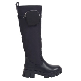 Bottes noires avec un sac à main RB100P Noir le noir
