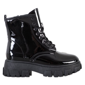 SHELOVET Trappeurs vernis sur la plate-forme le noir