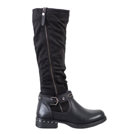 SHELOVET Bottes avec ceinture décorative noir
