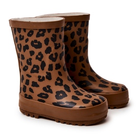 FRROCK Bottes en caoutchouc marron pour enfants avec imprimé léopard Nanny brun
