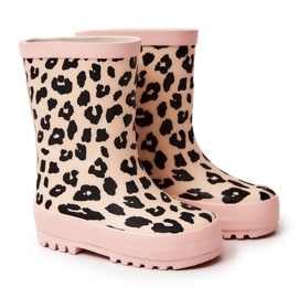 FRROCK Bottes de pluie en caoutchouc pour enfants avec imprimé léopard, rose Nanny noir