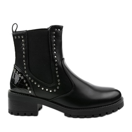 Bottes isolées noires en éco-cuir Haghill argent