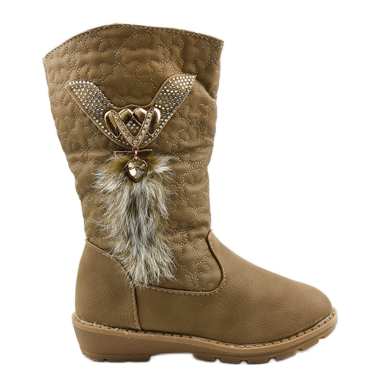 Bottes isolées pour enfants Eilris pour filles beige kaki