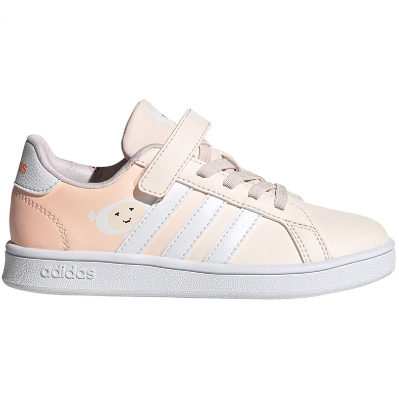 Chaussures Adidas Grand Court C Jr FW4937 écru rose Chaussures Adidas Grand Court C Jr FW4937 écru rose
