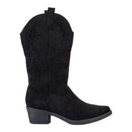 Ideal Shoes Cowgirls sur un poste bas noir