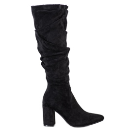Bestelle Bottes en daim élégantes noir