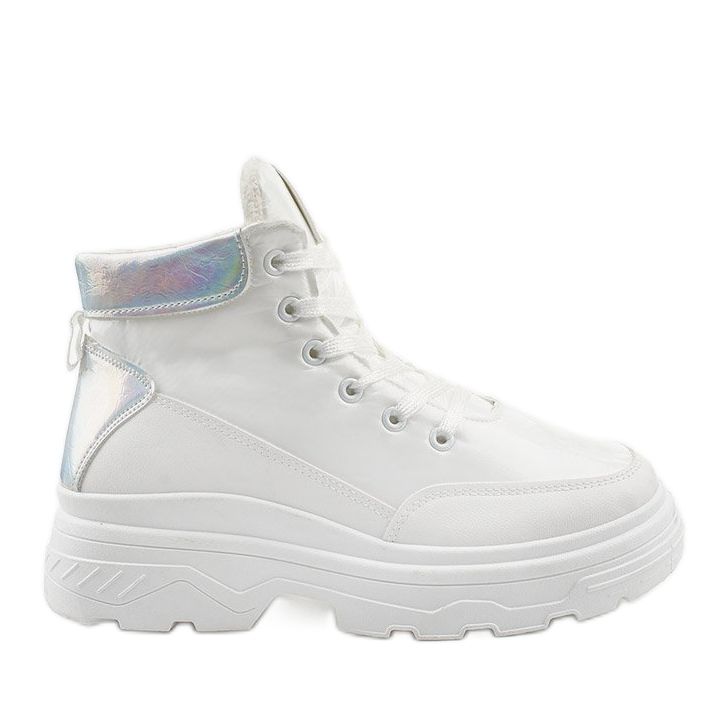 Bottes de sport isolées blanches Ysleta argent