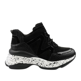 Baskets de sport noires en éco-cuir-daim Clavelina le noir