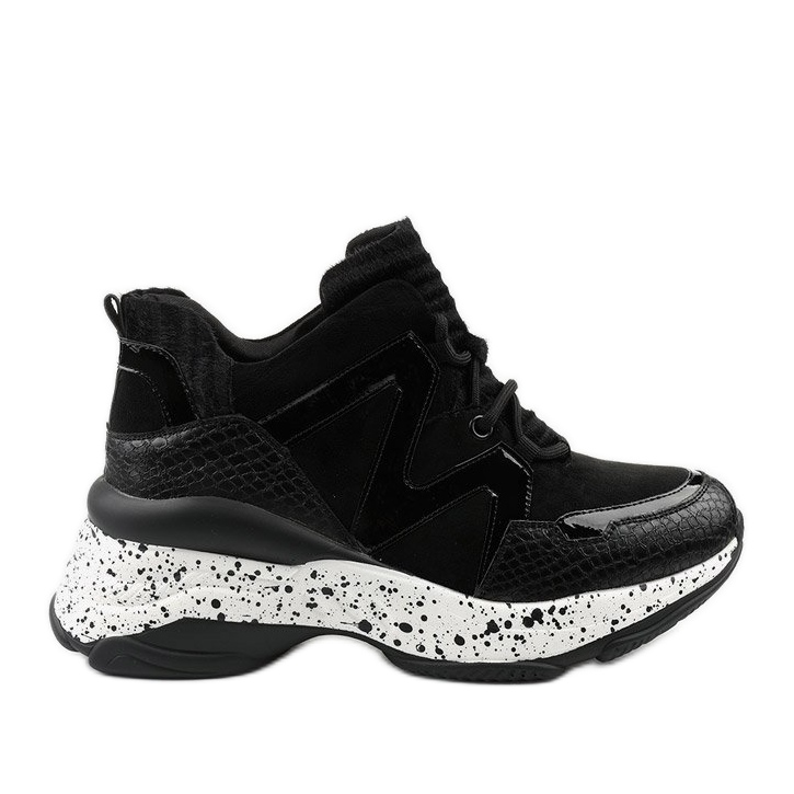 Baskets de sport noires en éco-cuir-daim Clavelina le noir