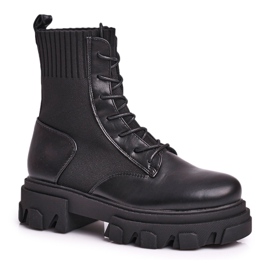 SEA Bottes pour femmes à lacets avec une chaussette Black My Need noir