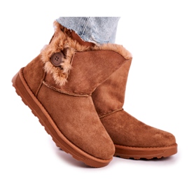 Bottines Daim Fourrure Bouton Marron brun