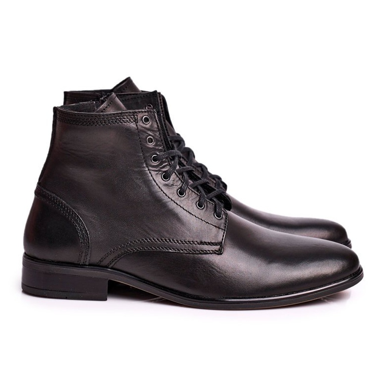 KENT Bottines homme Bruno en cuir noir le noir