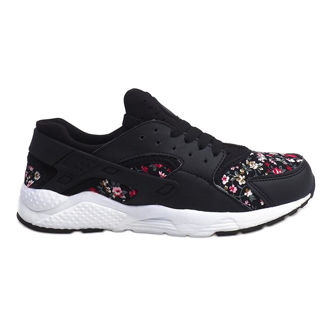 Baskets De Sport Avec Fleurs 613 Noir blanche le noir rouge vert