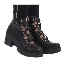 Mulanka Bottines à talons ouvertes noires J-10 le noir Mulanka Bottines à talons ouvertes noires J-10 le noir