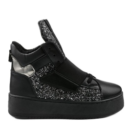 Bottes isolées noires de Hentevar argent