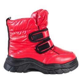SHELOVET Bottes de neige brillantes avec velcro rouge