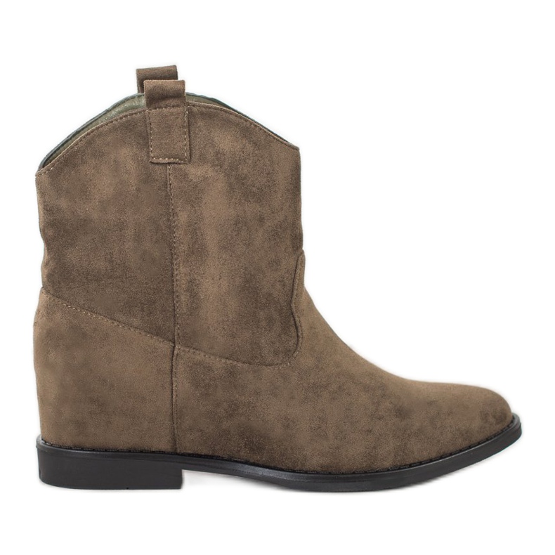 SHELOVET Bottes de cowboy chaudes sur un coin kaki vert