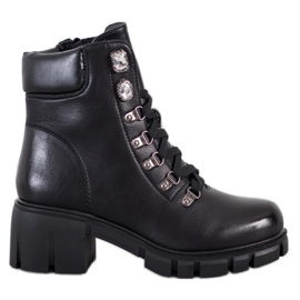 Ideal Shoes Ouvriers du cuir écologique noir